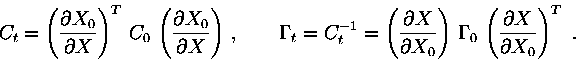\begin{displaymath}C_t=\left({\displaystyle \partial X_0 \over \displaystyle \p......style \partial X \over \displaystyle \partial X_0}\right)^T\ .\end{displaymath}