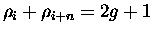 $\rho _i + \rho _{i+n}=2g+1$